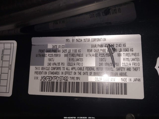 Aukcja sprzedaży 2023 Mazda Cx-5 2.5 S Premium, vin: JM3KFBDM7P0197492, numer aukcji: 44246760