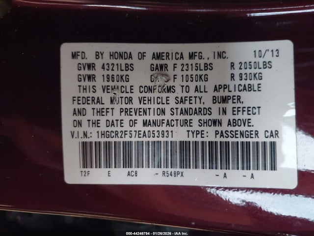 Honda Accord Sport 2014 1HGCR2F57EA053931 Image 9