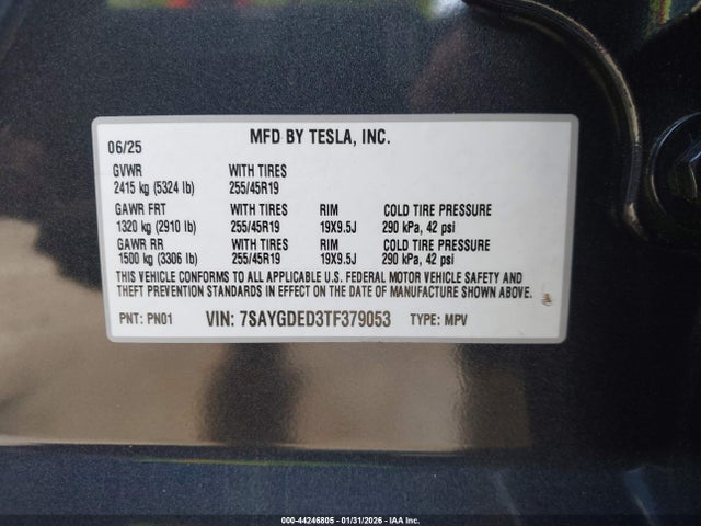 7SAYGDED3TF379053 Tesla Model Y Premium Rear-wheel Drive