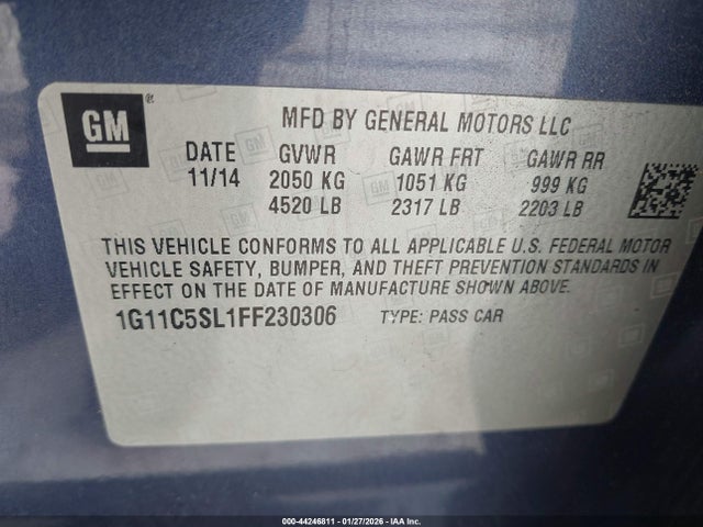 1G11C5SL1FF230306 Chevrolet MALIBU 1LT