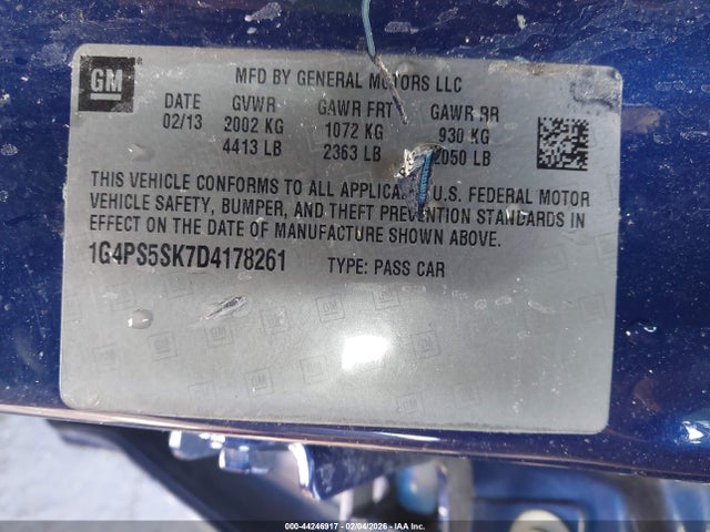 44246917 :رقم المزاد ، 1G4PS5SK7D4178261 vin ، 2013 Buick Verano Leather Group مزاد بيع