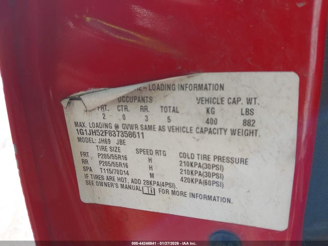 2003 CHEVROLET CAVALIER 1G1JH52F837358611 Photo 8