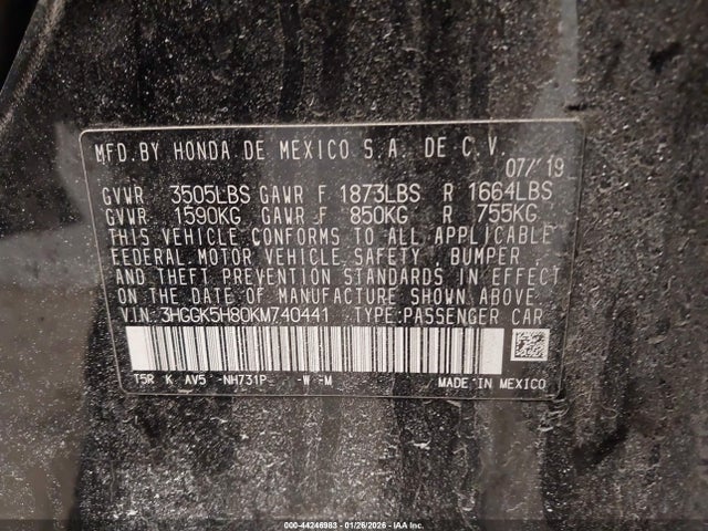 Honda FIT EX 2019 3HGGK5H80KM740441 Image 9