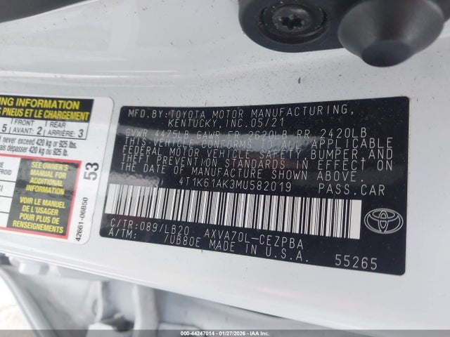 4T1K61AK3MU582019 Toyota CAMRY XSE