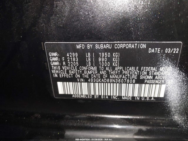 4S3GKAD69N3607808 Subaru Impreza Premium