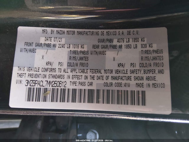 3MZBPACL7MM250612 Mazda Mazda3 Preferred