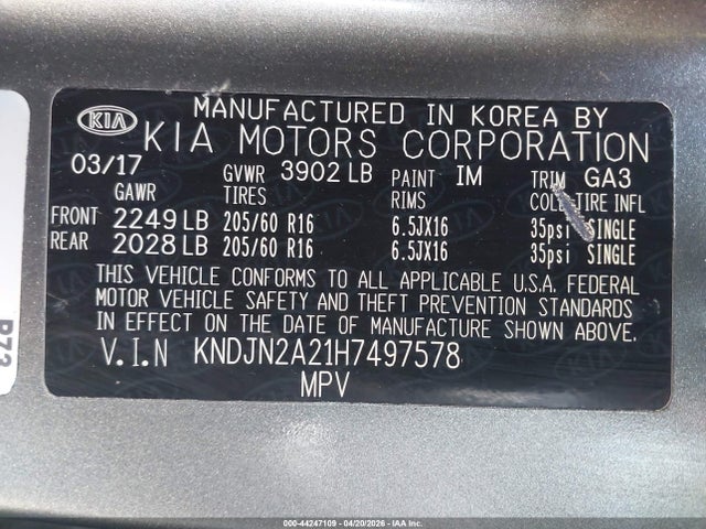 KNDJN2A21H7497578 KIA Soul