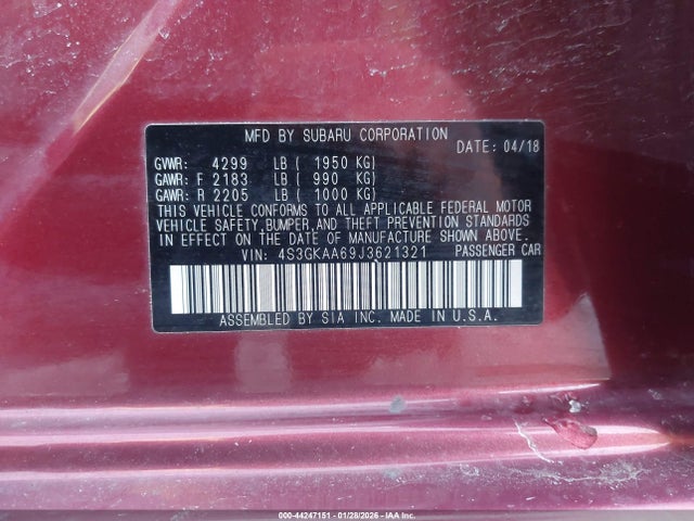 4S3GKAA69J3621321 Subaru Impreza 2.0i