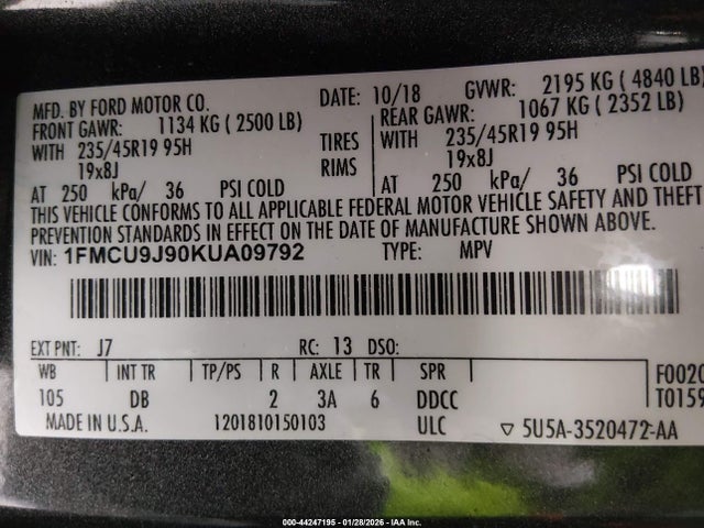 Ford Escape Titanium 2019 1FMCU9J90KUA09792 Image 9