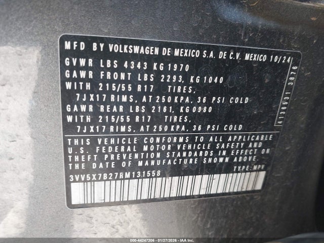 2024 VOLKSWAGEN TAOS 3VV5X7B27RM131558 Photo 8