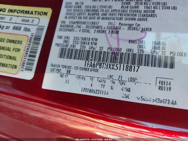 2019 FORD MUSTANG 1FA6P8THXK5118817 Photo 8