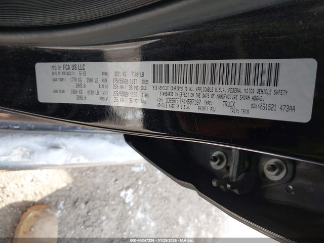 Продаж на аукціоні авто 2019 Ram 1500 Big Horn/lone Star  4x4 5'7 Box, vin: 1C6SRFFT7KN587197, номер лоту: 44247226