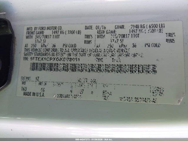 1FTEX1CPXGKD78051 Ford F-150 Xl