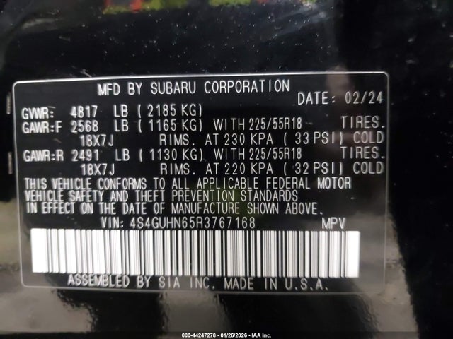 4S4GUHN65R3767168 Subaru Crosstrek Limited