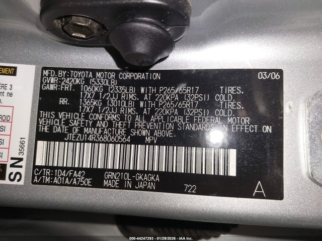 2006 TOYOTA 4RUNNER JTEZU14R368060564 Photo 8