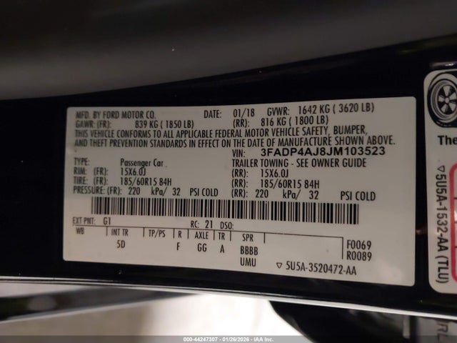 Ford FIESTA S 2018 3FADP4AJ8JM103523 Image 9