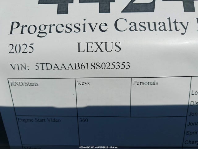 Продажа на аукционе авто 2025 Lexus Tx 350 Premium, vin: 5TDAAAB61SS025353, номер лота: 44247313