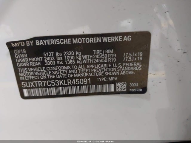 2019 BMW X3 5UXTR7C53KLR45091 Photo 8