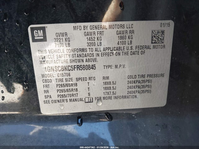 Chevrolet Tahoe Lt 2015 1GNSCBKC5FR580845 Image 9
