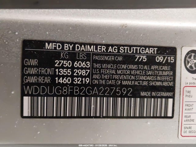 2016 Mercedes-benz S 550 4matic მანქანა იყიდება აუქციონზე, vin: WDDUG8FB2GA227592, აუქციონის ნომერი: 44247363