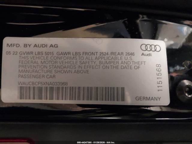 2022 AUDI A5 SPORTBACK WAUCBCF5XNA033968 Photo 8