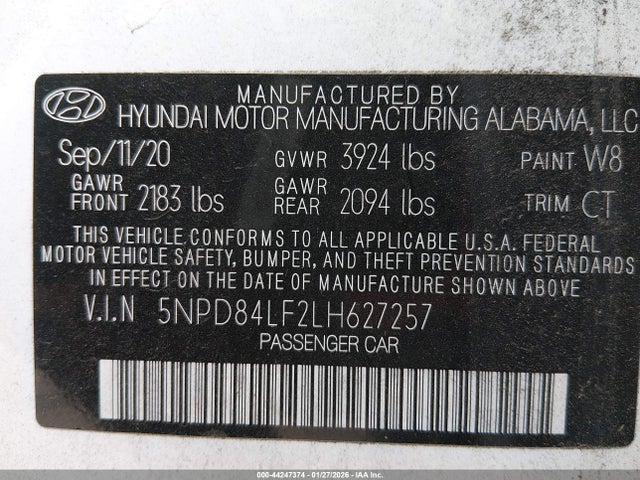 5NPD84LF2LH627257 Hyundai Elantra Value Edition