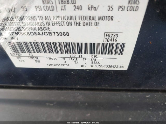 Ford EXPLORER XLT 2018 1FM5K8D84JGB73068 Image 9