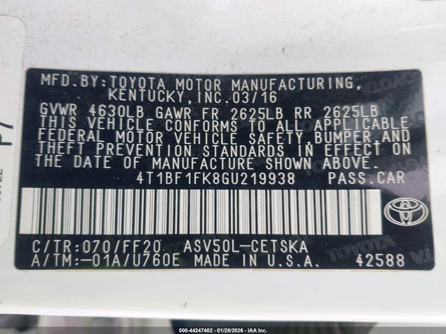Toyota CAMRY SE 2016 4T1BF1FK8GU219938 Image 9