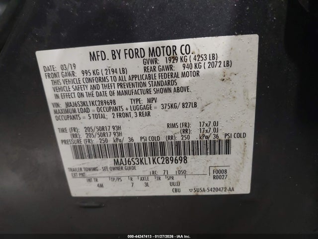 2019 FORD ECOSPORT MAJ6S3KL1KC289698 Photo 8