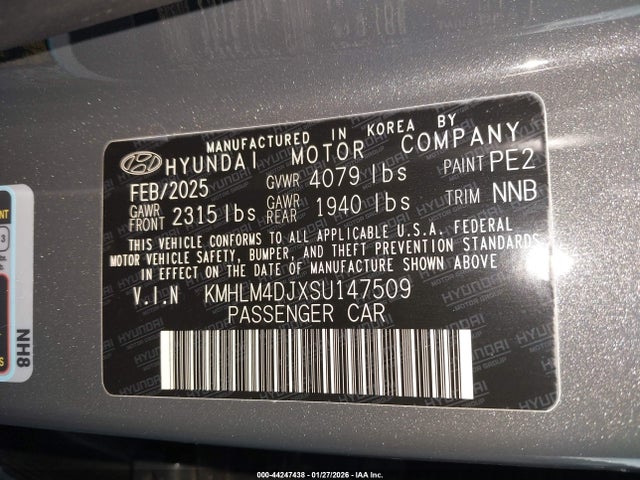 KMHLM4DJXSU147509 Hyundai Elantra Hybrid Sel Sport