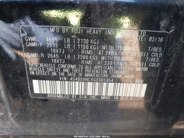 4S4BSANC4G3305954 Subaru Outback 2.5i Limited