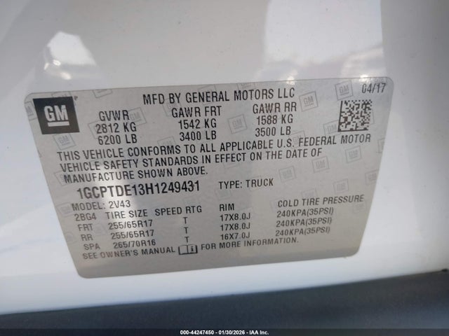 1GCPTDE13H1249431 Chevrolet Colorado Z71