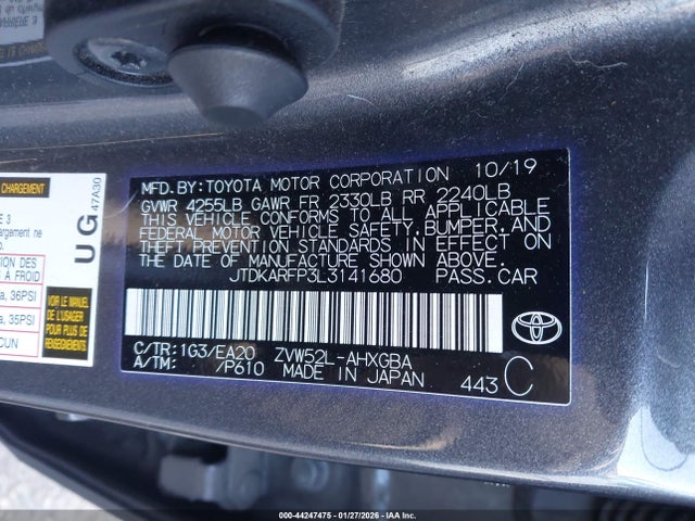 JTDKARFP3L3141680 Toyota Prius Prime Limited