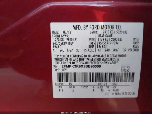 2018 FORD EDGE 2FMPK3K9XJBB95509 Photo 8