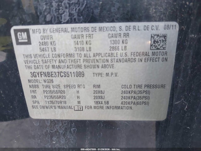 2012 CADILLAC SRX 3GYFNBE37CS511089 Photo 8