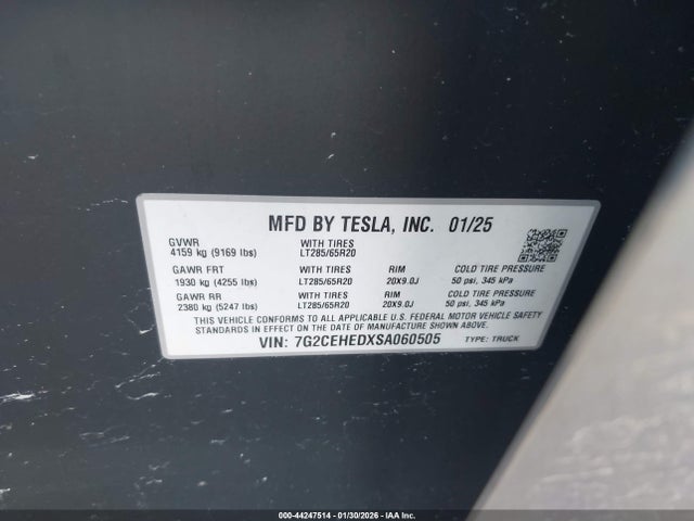 7G2CEHEDXSA060505 Tesla Cybertruck All-wheel Drive