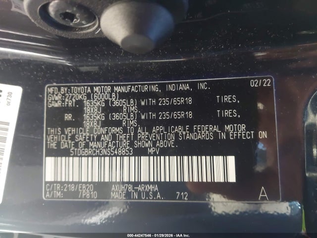 2022 TOYOTA HIGHLANDER 5TDGBRCH3NS548853 Photo 8