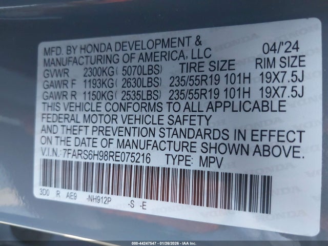 7FARS6H98RE075216 Honda Cr-v Hybrid Sport Touring