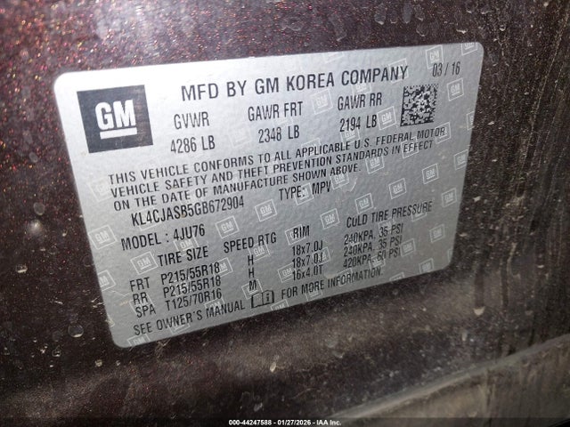 KL4CJASB5GB672904 Buick Encore