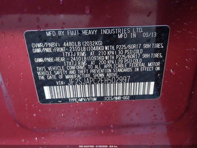 Aukcja sprzedaży 2014 Subaru Forester 2.5i Touring, vin: JF2SJAPC2EH502997, numer aukcji: 44247590