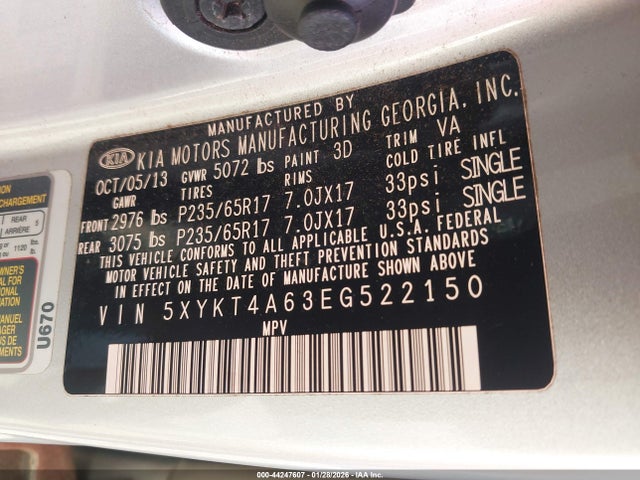2014 KIA SORENTO 5XYKT4A63EG522150 Photo 8