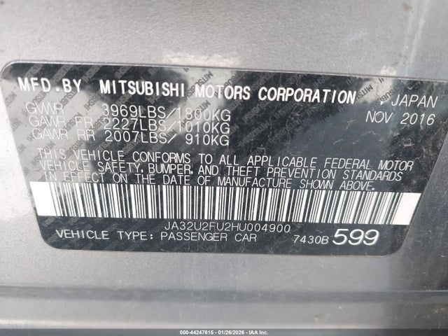 2017 MITSUBISHI LANCER JA32U2FU2HU004900 Photo 8