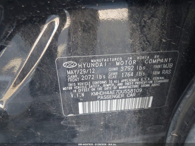 Продажа на аукционе авто 2013 Hyundai Elantra Gls/limited, vin: KMHDH4AE7DU558109, номер лота: 44247625