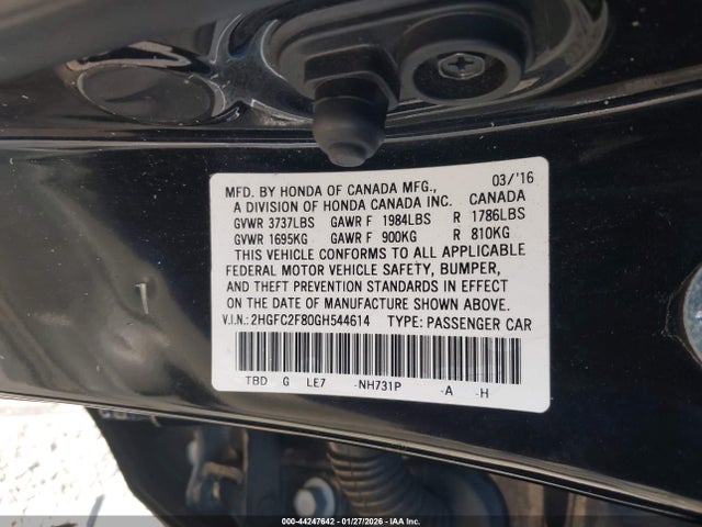 2HGFC2F80GH544614 Honda CIVIC EX