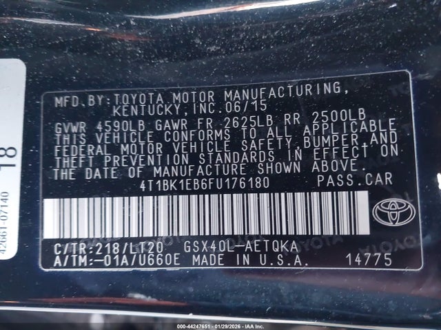 4T1BK1EB6FU176180 Toyota Avalon Xle Touring