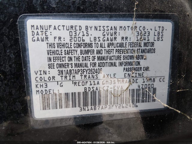 3N1AB7AP3FY262406 Nissan SENTRA S