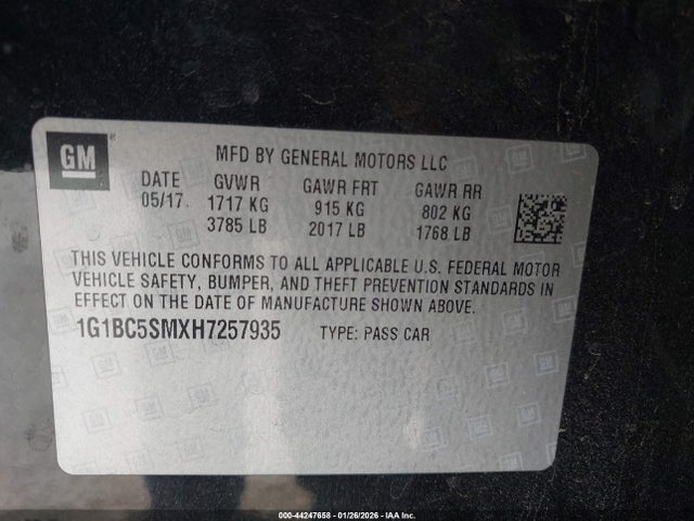1G1BC5SMXH7257935 Chevrolet Cruze Ls Auto