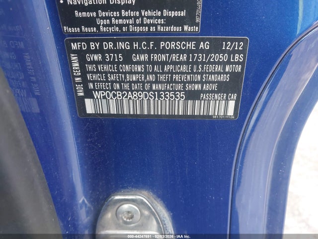 2013 PORSCHE BOXSTER WP0CB2A89DS133535 Photo 8
