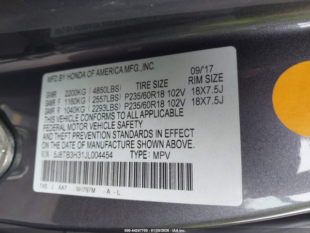 5J8TB3H31JL004454 Acura Rdx Acurawatch Plus Package