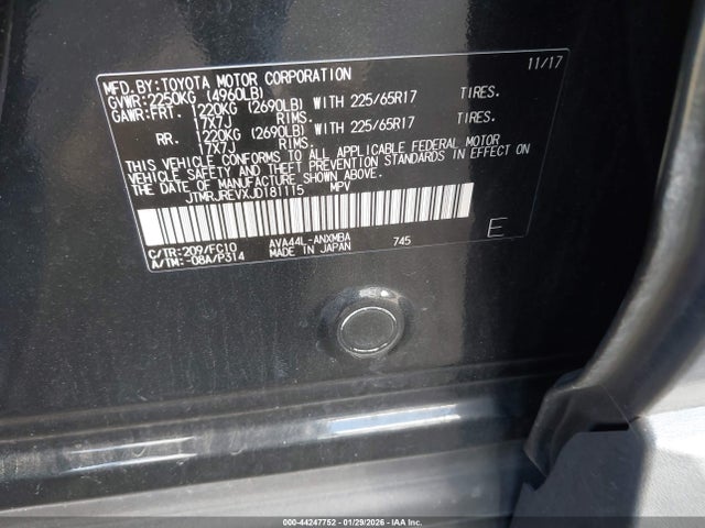 JTMRJREVXJD181115 Toyota Rav4 Hybrid Xle